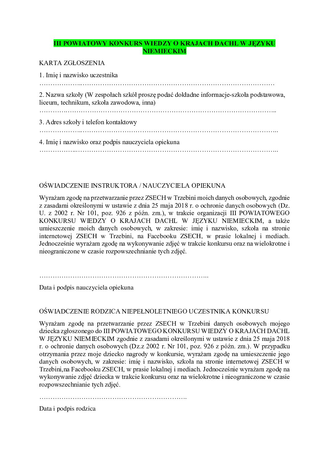 III POWIATOWY KONKURS WIEDZY O KRAJACH DACHL W JĘZYKU NIEMIECKIM_