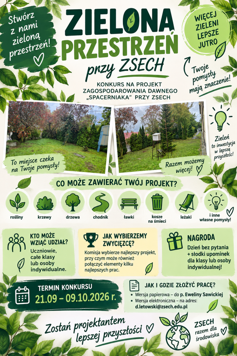 ZIELONA PRZESTRZEŃ PRZY ZSECH – ZAPROJEKTUJ JĄ RAZEM Z NAMI! 